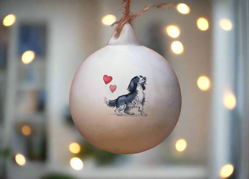 Sprocker Black & White Ceramic Round Bauble